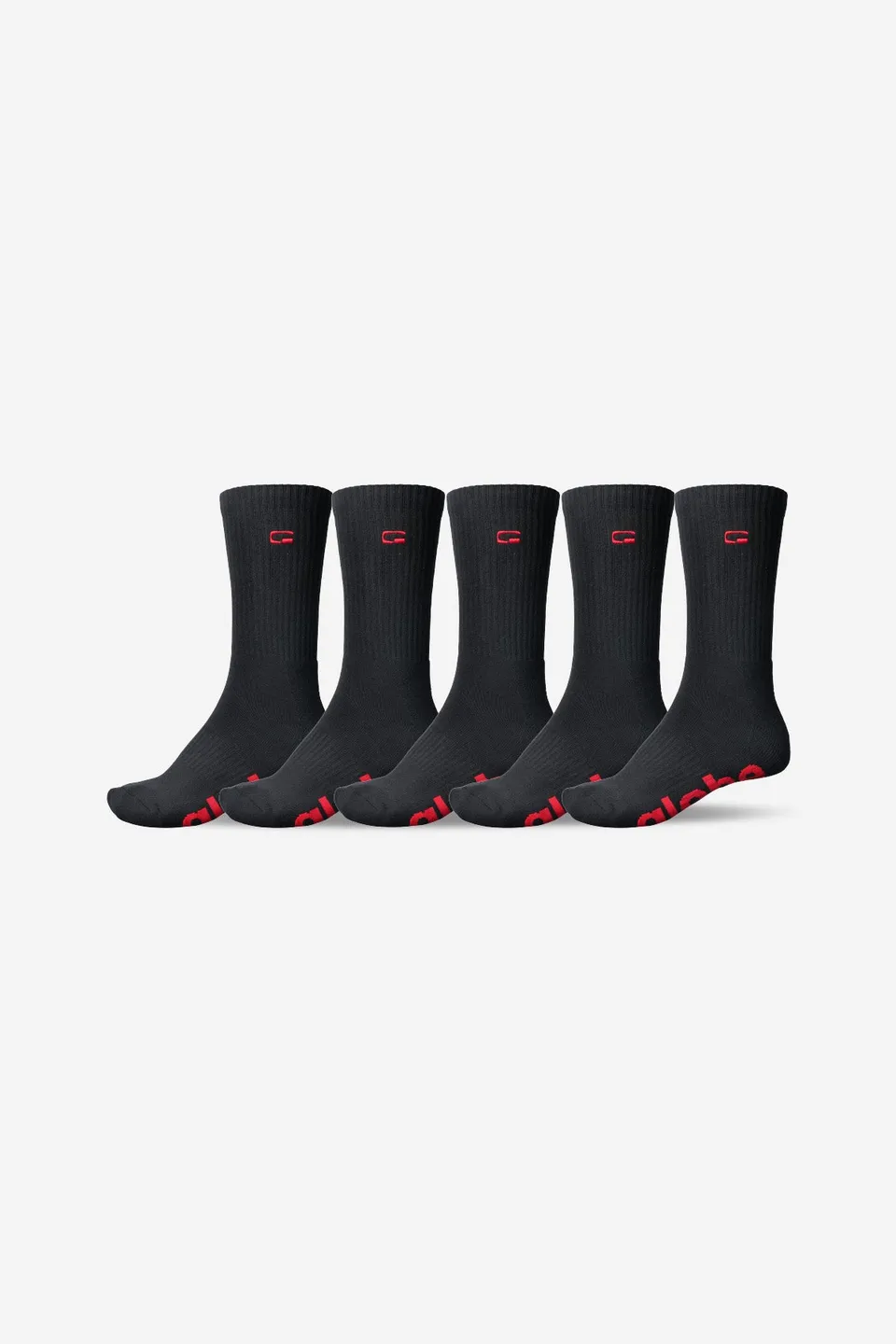 globe-og-logo-hi-crew-sock-5-pack-calze-skate-black image 1