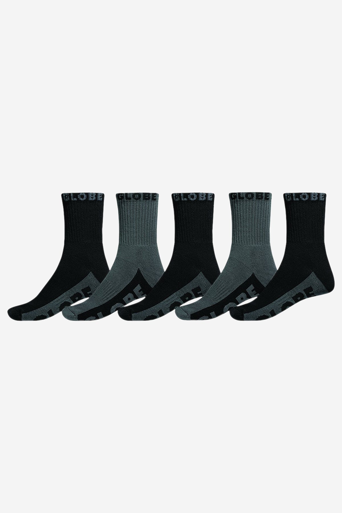 globe-b-g-crew-sock-5-pack-calze-sportive-black-grey image 1
