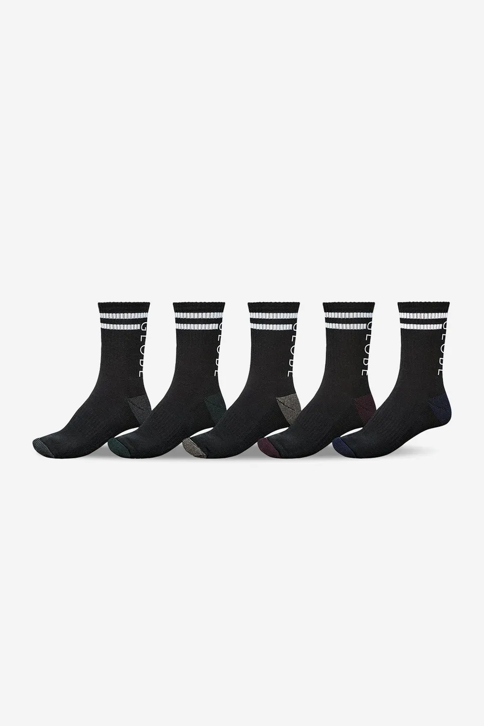 globe-carter-crew-sock-5-pack-calzini-crew-nero-assortiti image 1