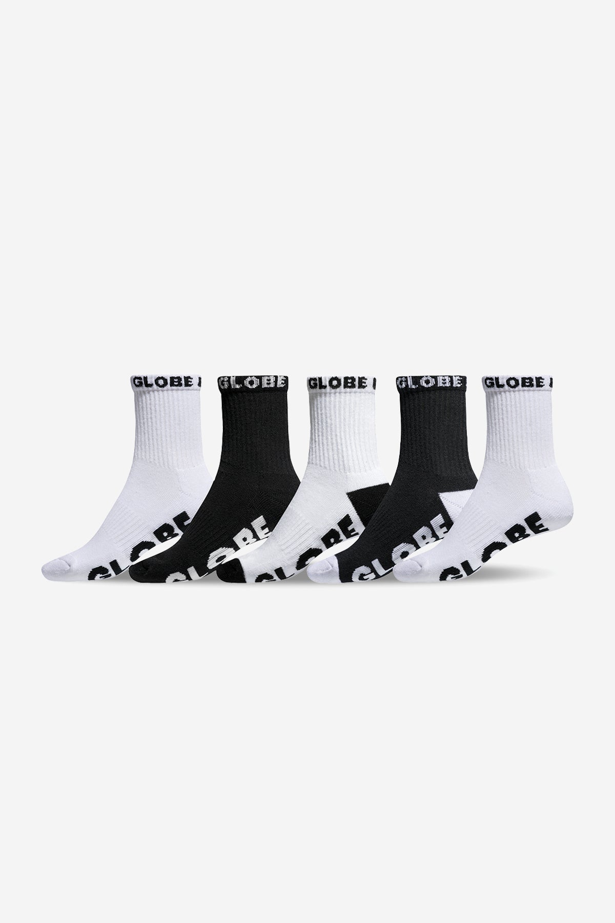 globe-youth-quarter-sock-5-pack-calze-sport-nero-bianco image 1