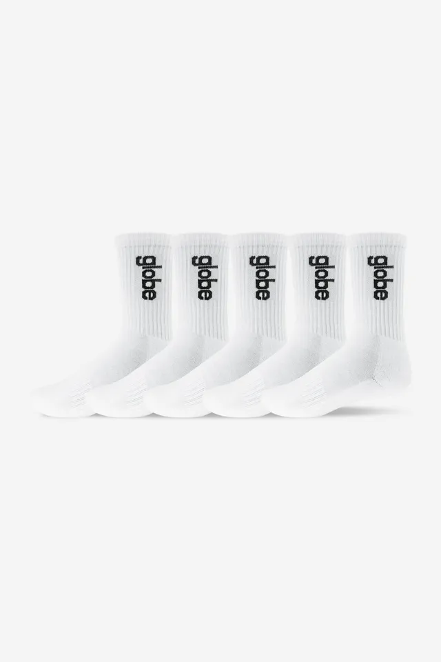 globe-o-g-vert-logo-hi-sock-5-pack-white image 1