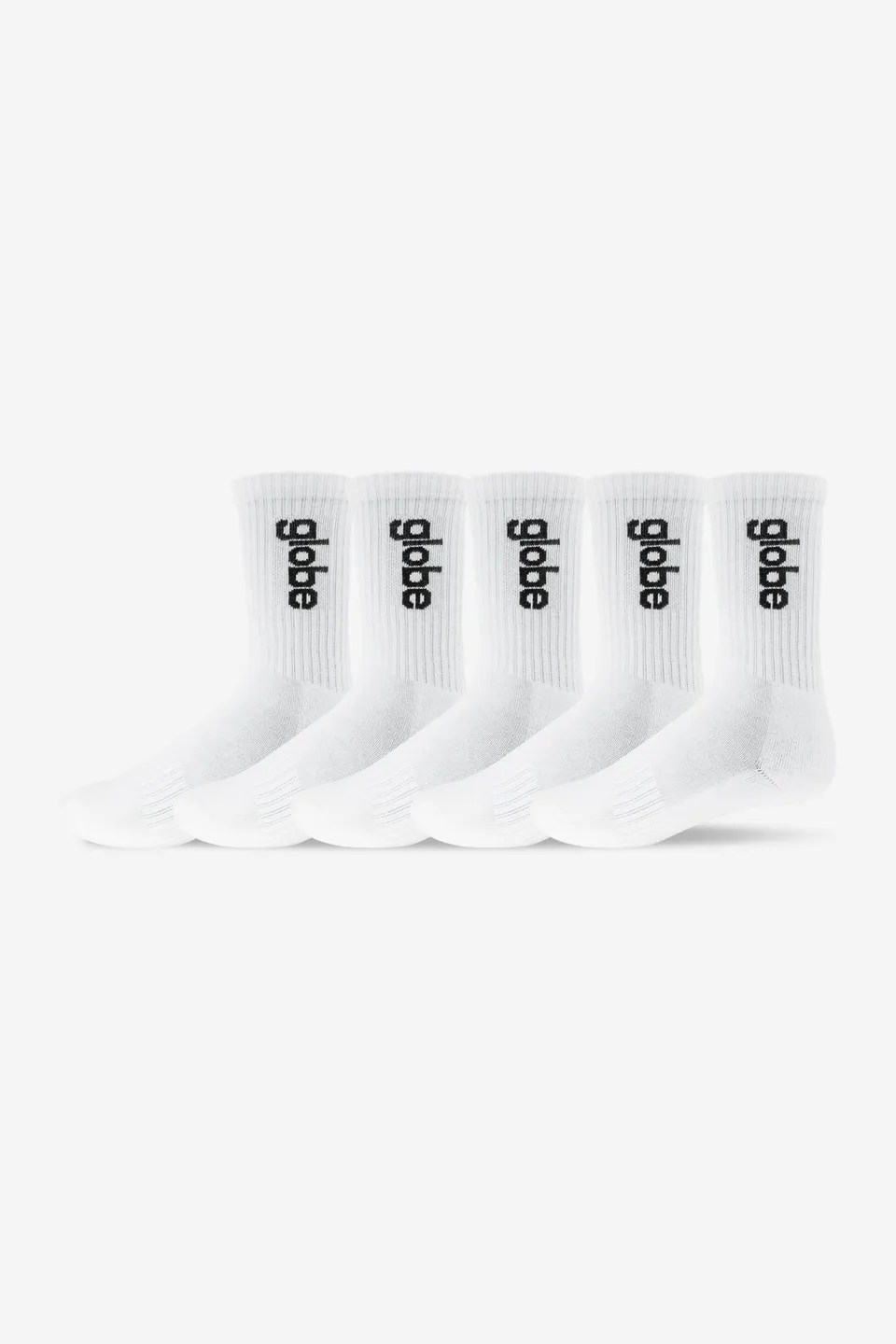 globe-o-g-vert-logo-hi-sock-5-pack-white image 1