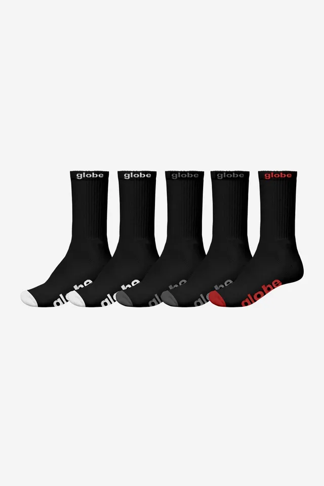 globe-og-hi-crew-sock-5-pack-calze-skate-black-assorted image 1