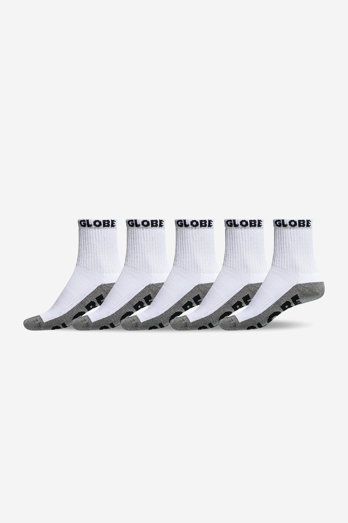 globe-youth-quarter-sock-5-pack-calze-white-grey image 1
