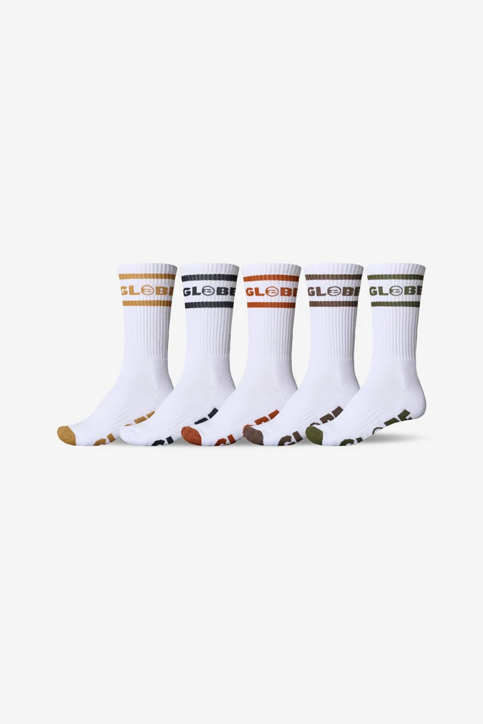 globe-tilt-hi-crew-sock-5-pack-white-assorted image 1