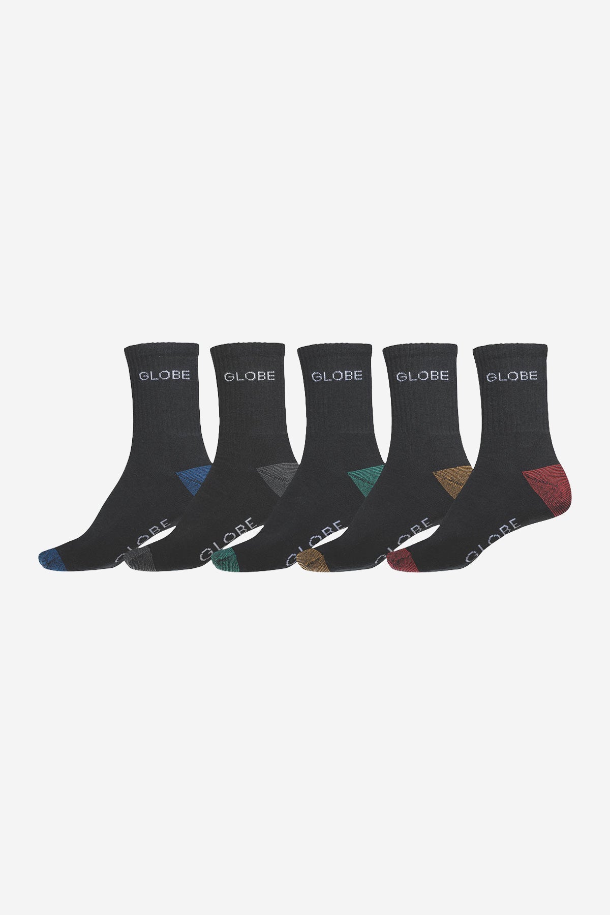 globe-ingles-crew-sock-5-pack-calze-black-assorted image 1