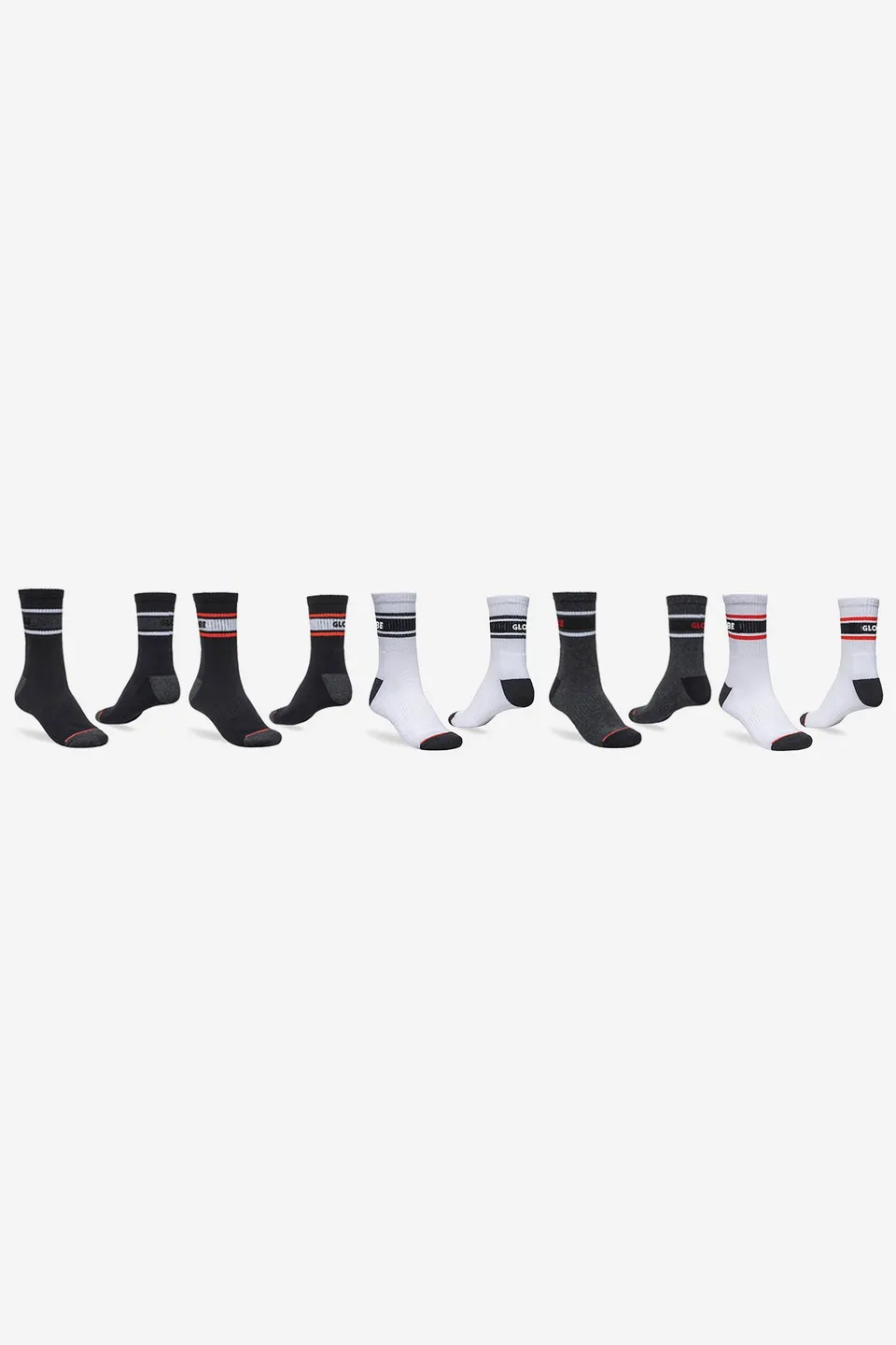 globe-triple-stripe-crew-sock-5-pack-assorted-calzini-skate image 1